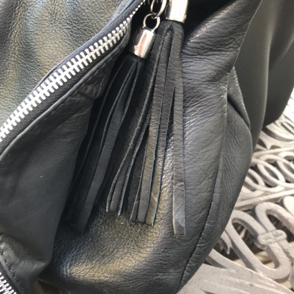 LAVORAZIONE Artigianale Italian Leather Crossbody Motorcycle Purse Fringe Zipper - Picture 13 of 13